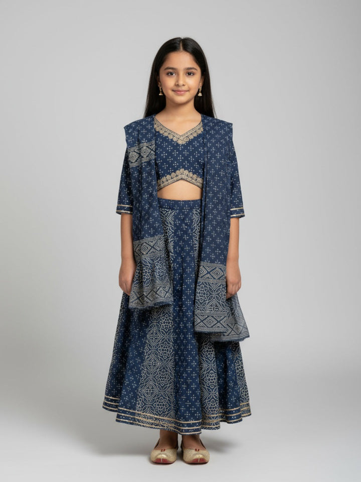 Girls Printed Ethnic Lehenga Choli Set with Dupatta | SHOBITAM