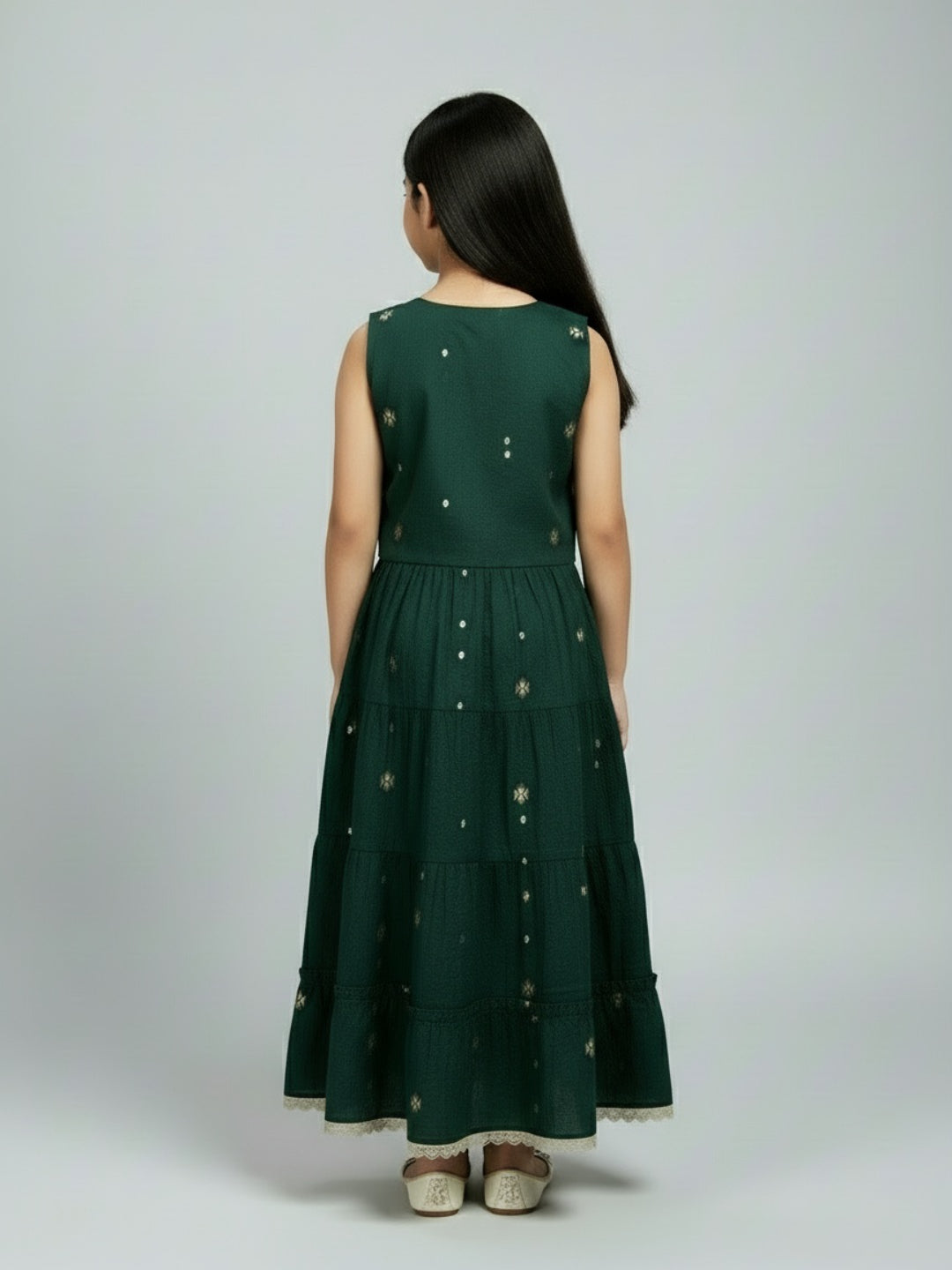 Girls Printed Round Neck Sleeveless Lehenga Choli Set | SHOBITAM