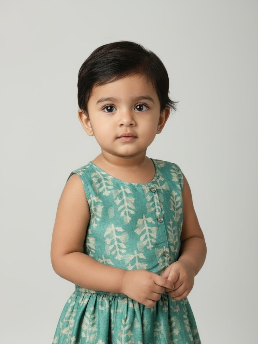 Infant Girls Printed Round Neck Sleeveless Lehenga Choli Set | SHOBITAM