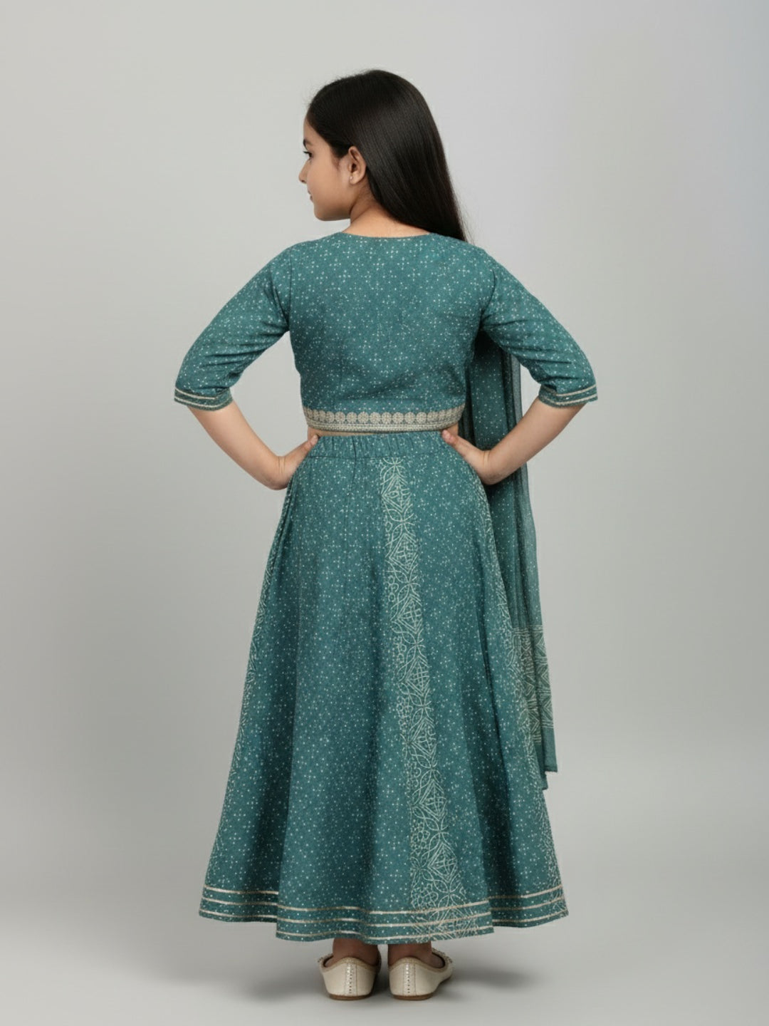 Girls Printed Ethnic Lehenga Choli Set with Dupatta | SHOBITAM