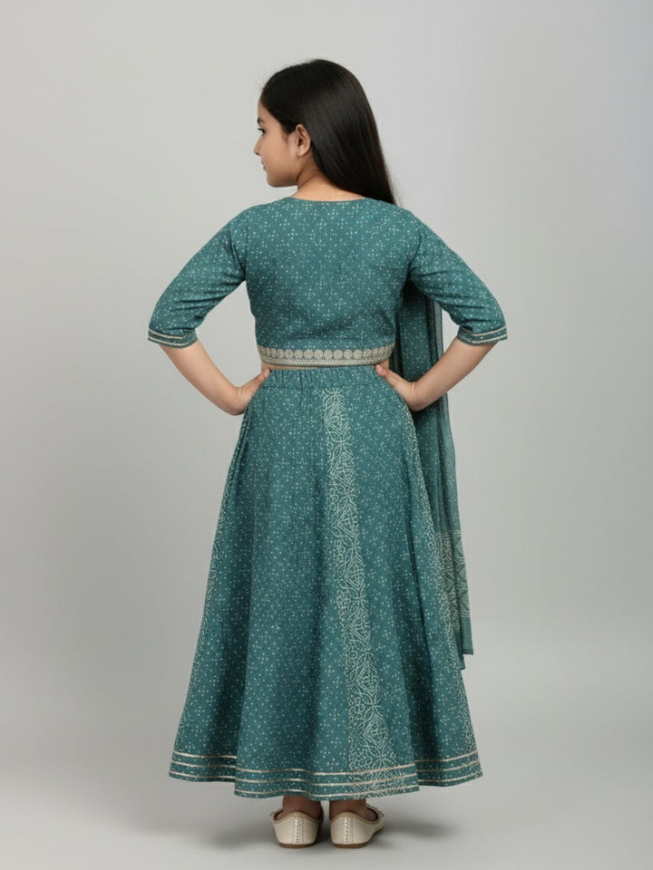 Girls Printed Ethnic Lehenga Choli Set with Dupatta | SHOBITAM