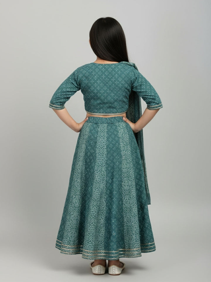 Girls Printed Ethnic Lehenga Choli Set with Dupatta | SHOBITAM