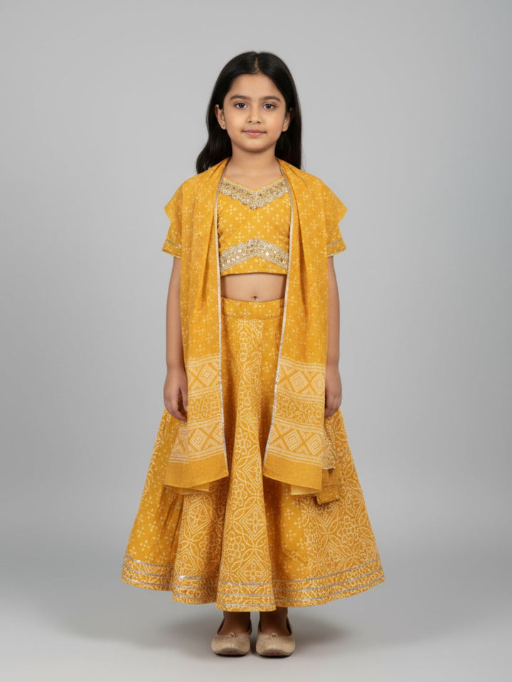 Girls Printed Ethnic Lehenga Choli Set with Dupatta | SHOBITAM
