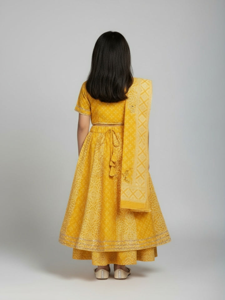 Girls Printed Ethnic Lehenga Choli Set with Dupatta | SHOBITAM