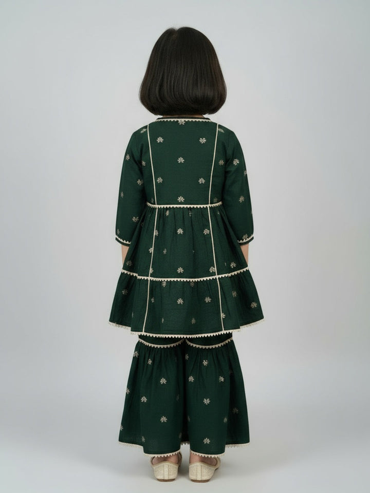 Girls Heart Printed Angrakha Kurta and Sharara Set | SHOBITAM