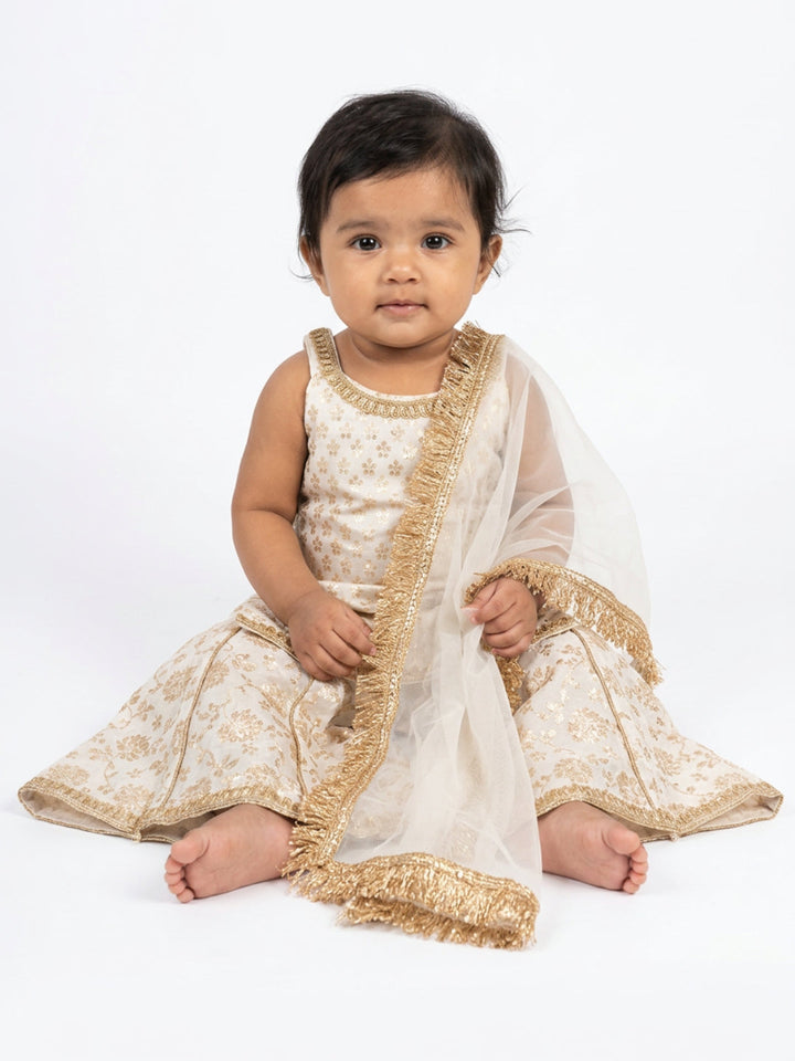 Infant Girls Floral and Sequined Sharara Set with Dupatta | SHOBITAM
