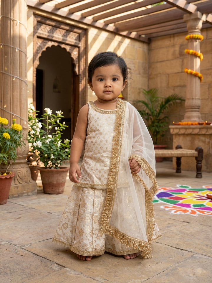 Infant Girls Floral and Sequined Sharara Set with Dupatta | SHOBITAM