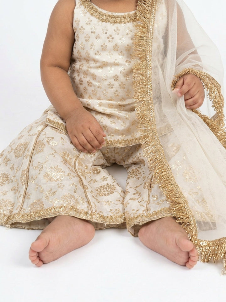 Infant Girls Floral and Sequined Sharara Set with Dupatta | SHOBITAM