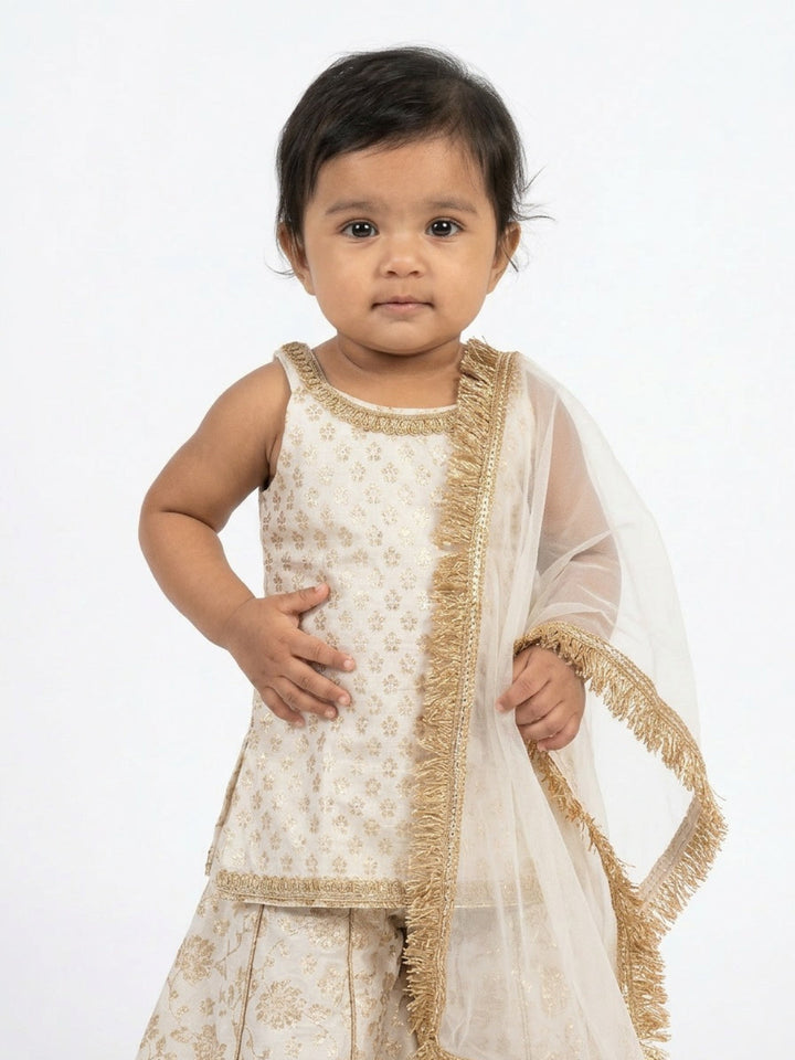 Infant Girls Floral and Sequined Sharara Set with Dupatta | SHOBITAM