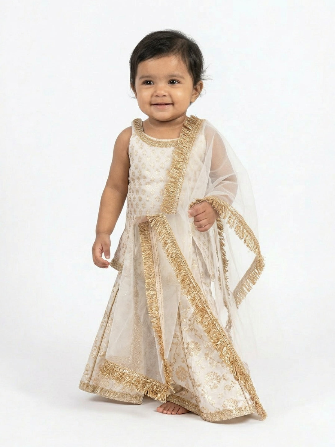 Infant Girls Floral and Sequined Sharara Set with Dupatta | SHOBITAM