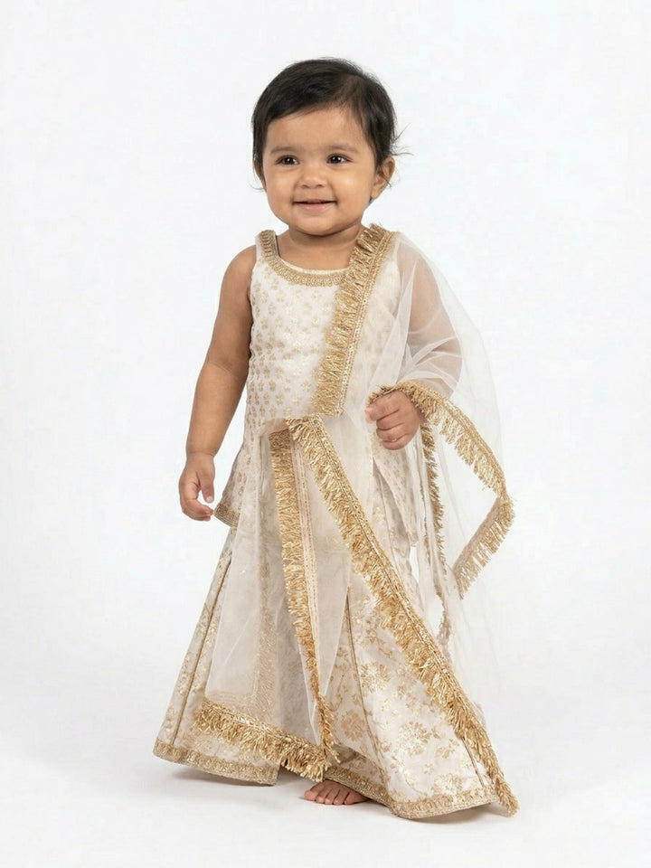 Infant Girls Floral and Sequined Sharara Set with Dupatta | SHOBITAM