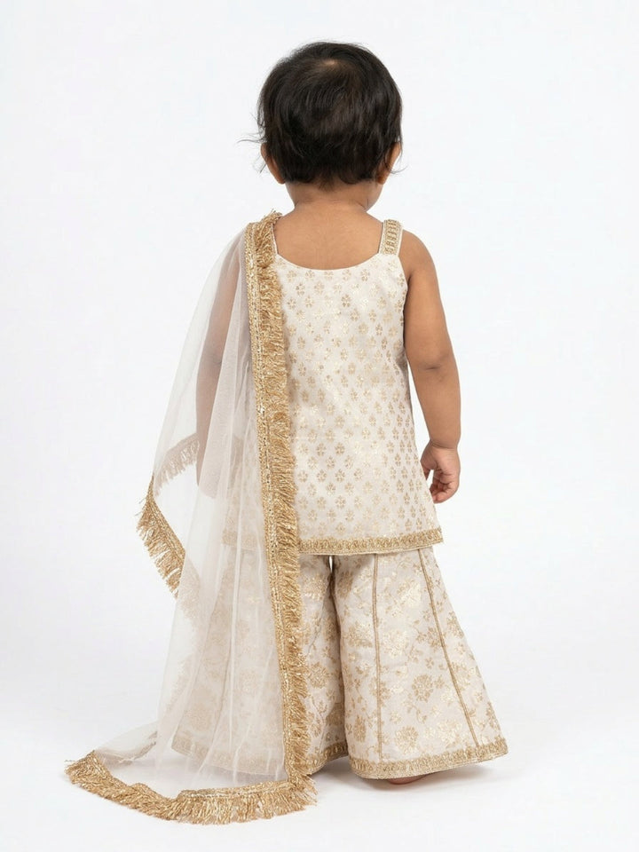Infant Girls Floral and Sequined Sharara Set with Dupatta | SHOBITAM