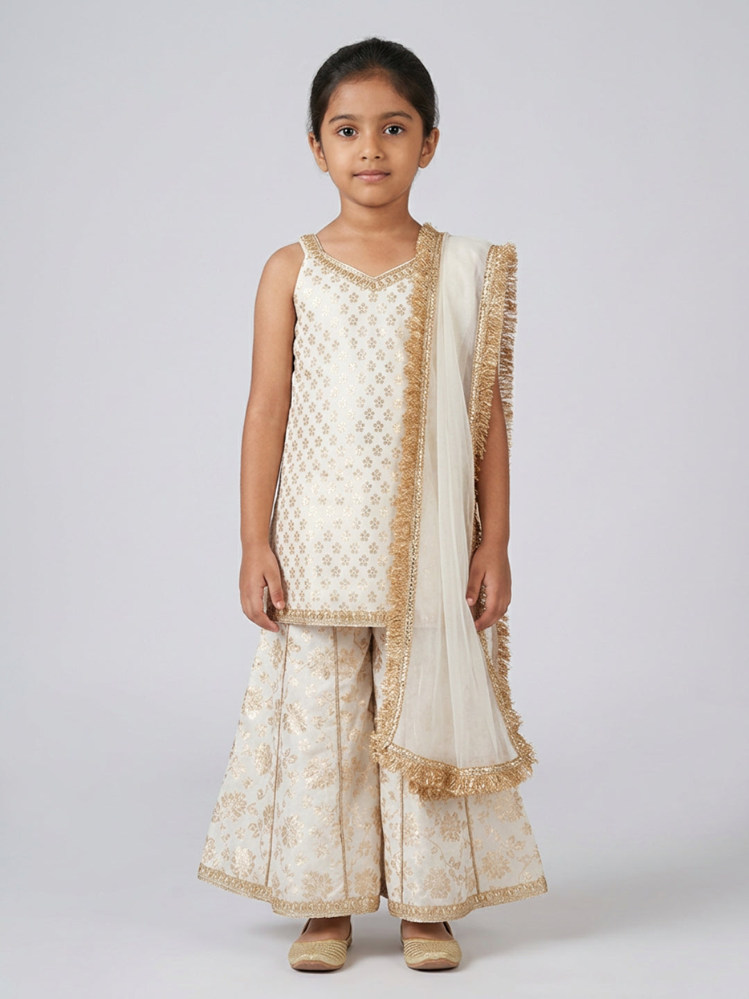 Girls Floral and Sequined Sharara Set with Dupatta | SHOBITAM