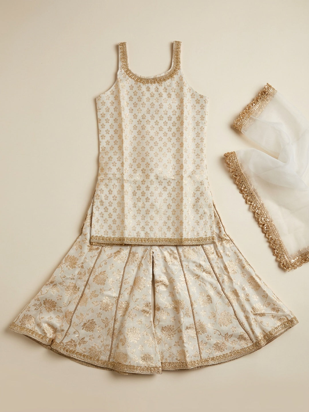 Girls Floral and Sequined Sharara Set with Dupatta | SHOBITAM