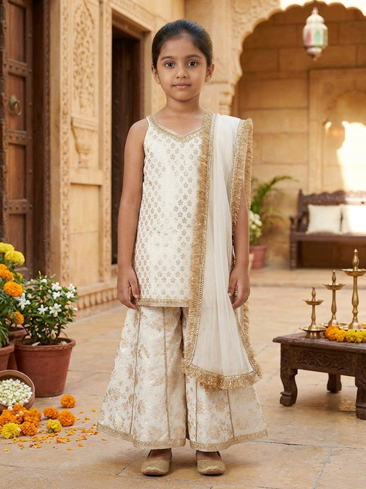 Girls Floral and Sequined Sharara Set with Dupatta | SHOBITAM