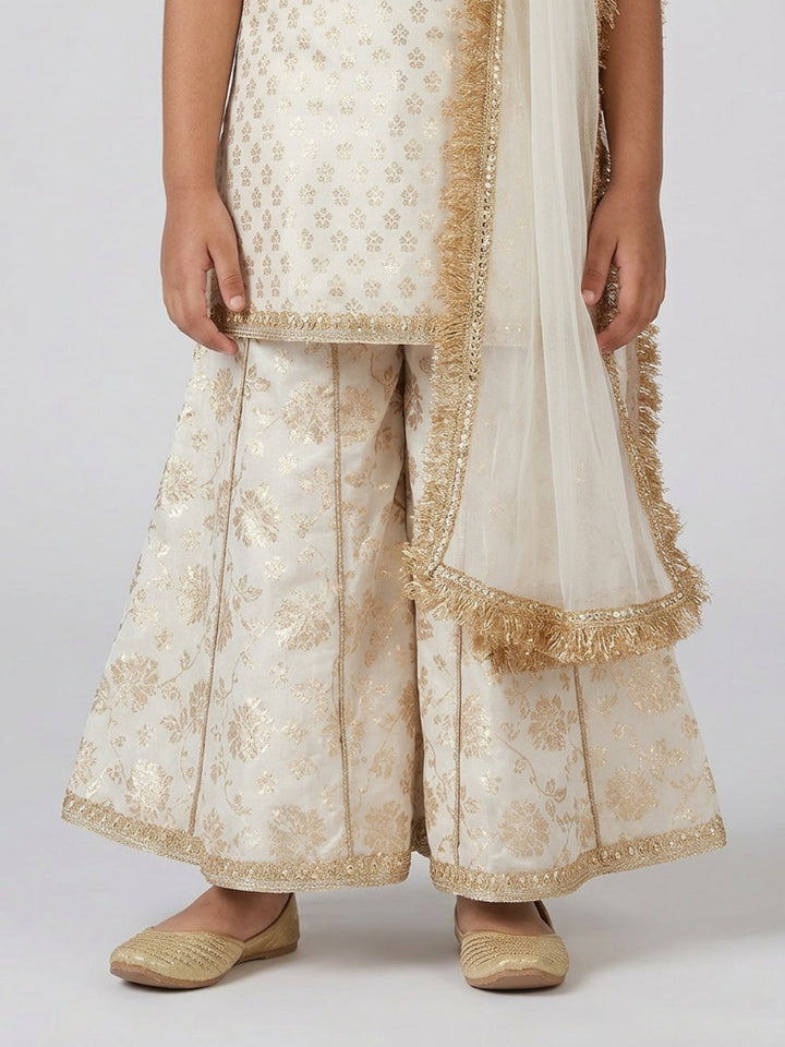Girls Floral and Sequined Sharara Set with Dupatta | SHOBITAM