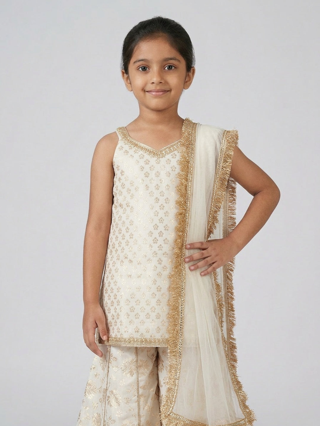 Girls Floral and Sequined Sharara Set with Dupatta | SHOBITAM