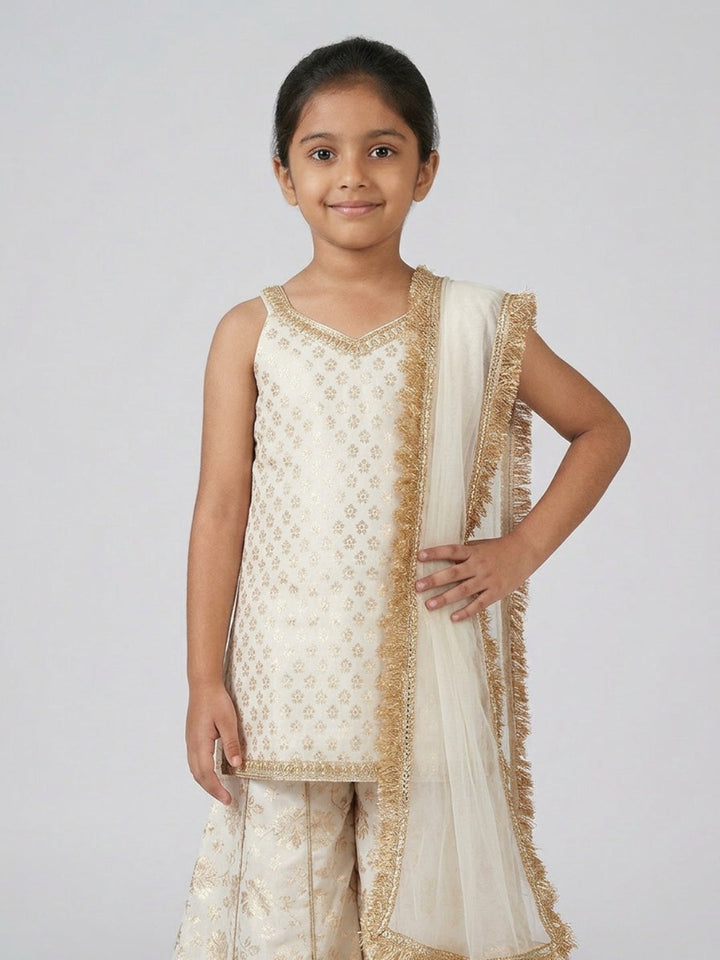 Girls Floral and Sequined Sharara Set with Dupatta | SHOBITAM