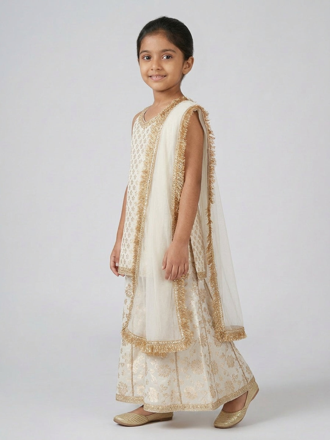 Girls Floral and Sequined Sharara Set with Dupatta | SHOBITAM