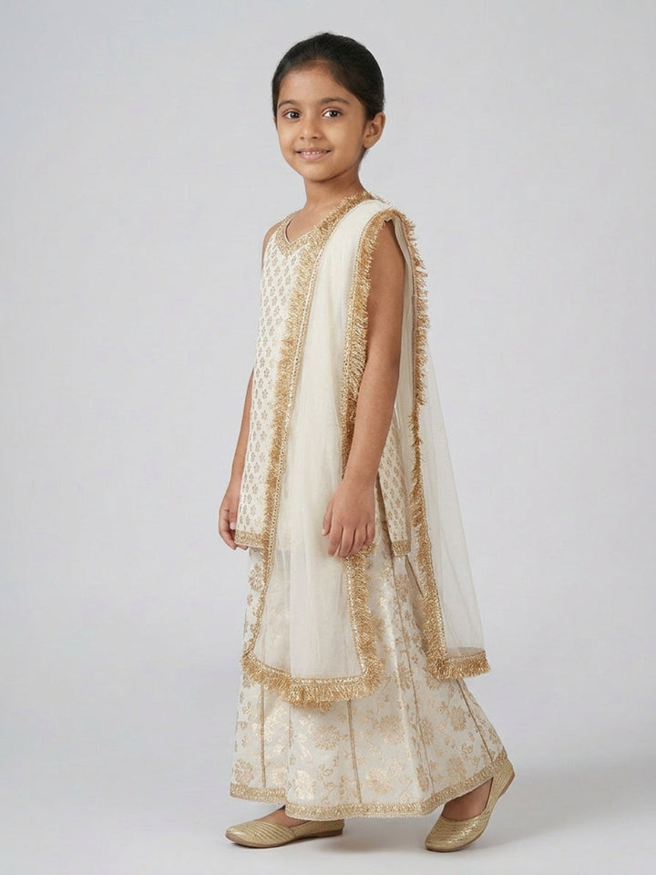 Girls Floral and Sequined Sharara Set with Dupatta | SHOBITAM