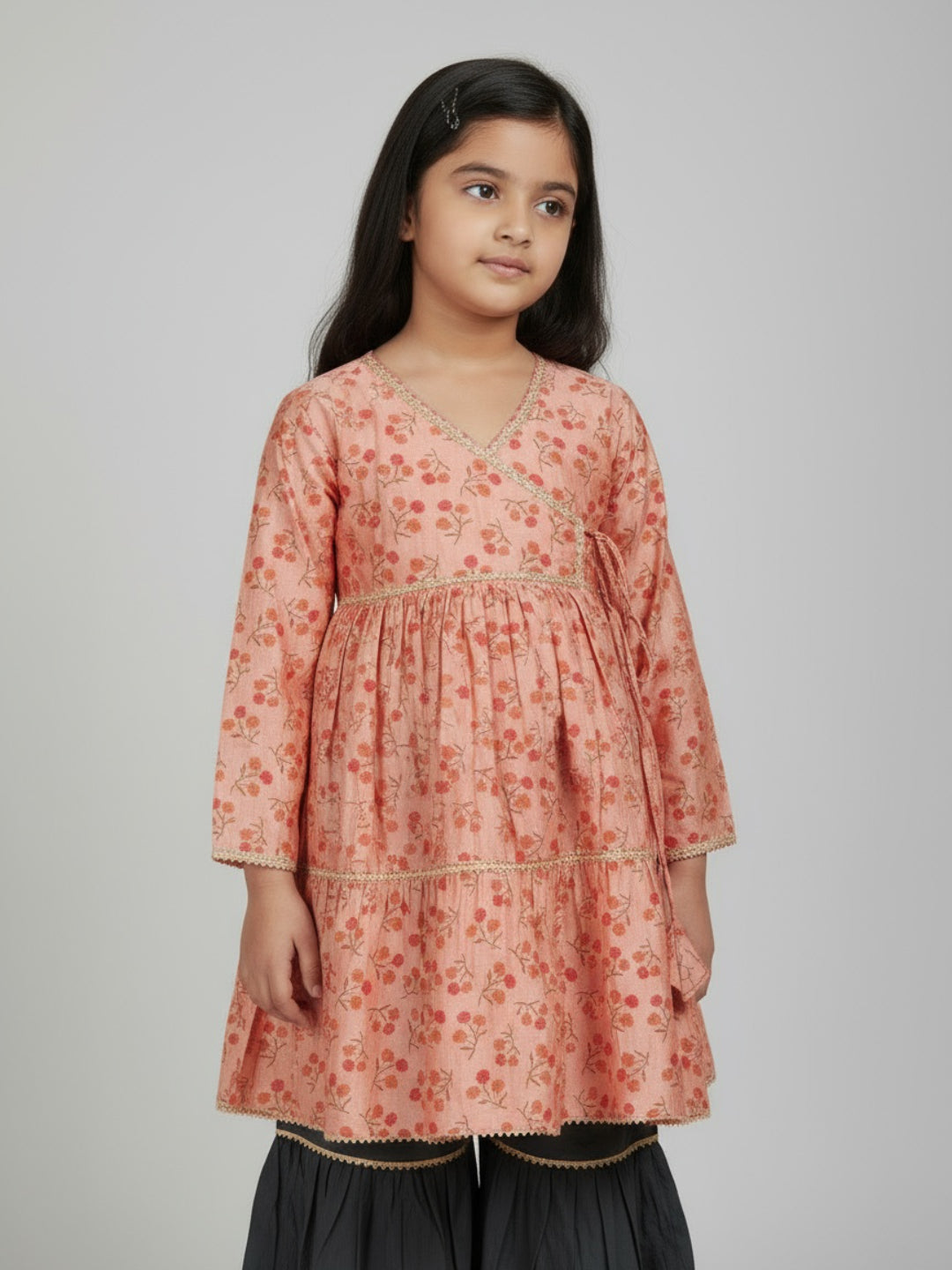 Girls Floral Printed Angrakha Kurta and Sharara Set | SHOBITAM
