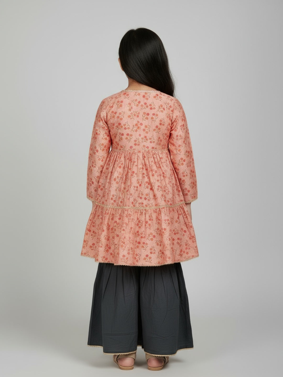 Girls Floral Printed Angrakha Kurta and Sharara Set | SHOBITAM