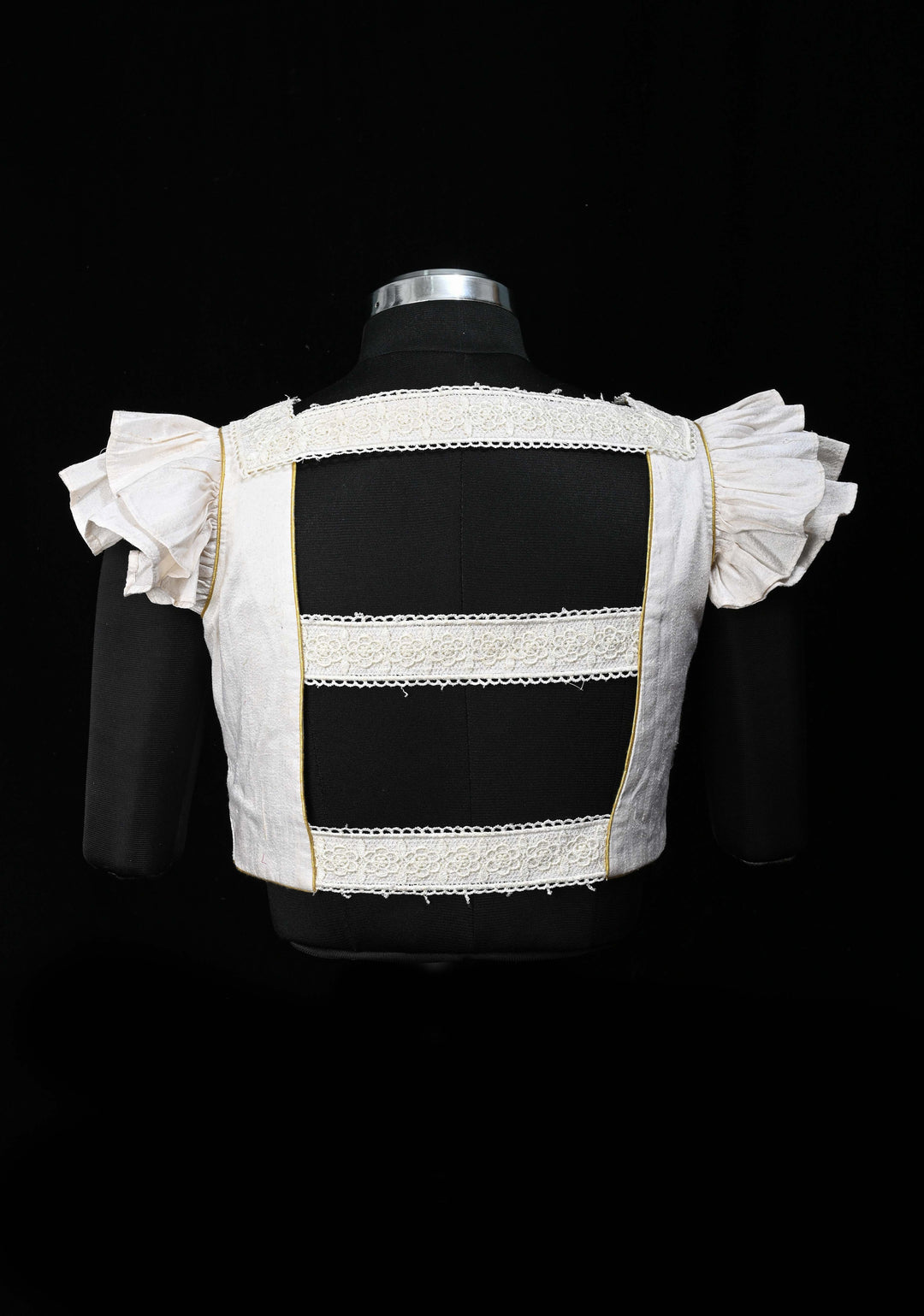 SIZE 38" white Raw Silk Blouse with engageante sleeve