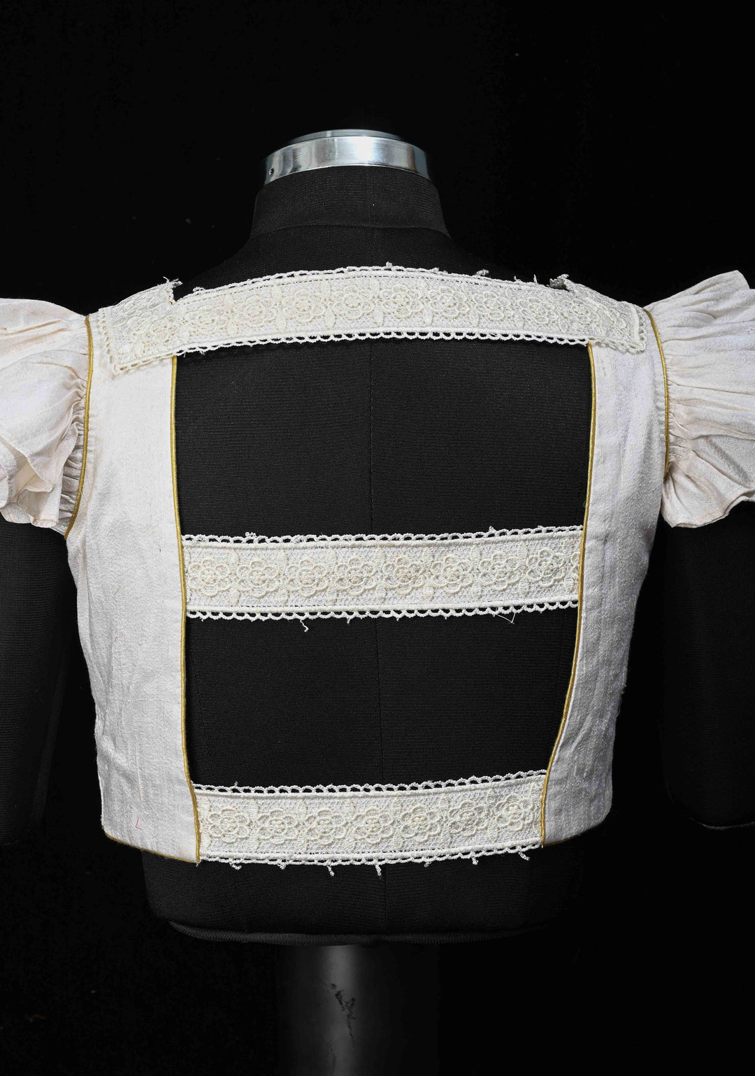 SIZE 38" white Raw Silk Blouse with engageante sleeve