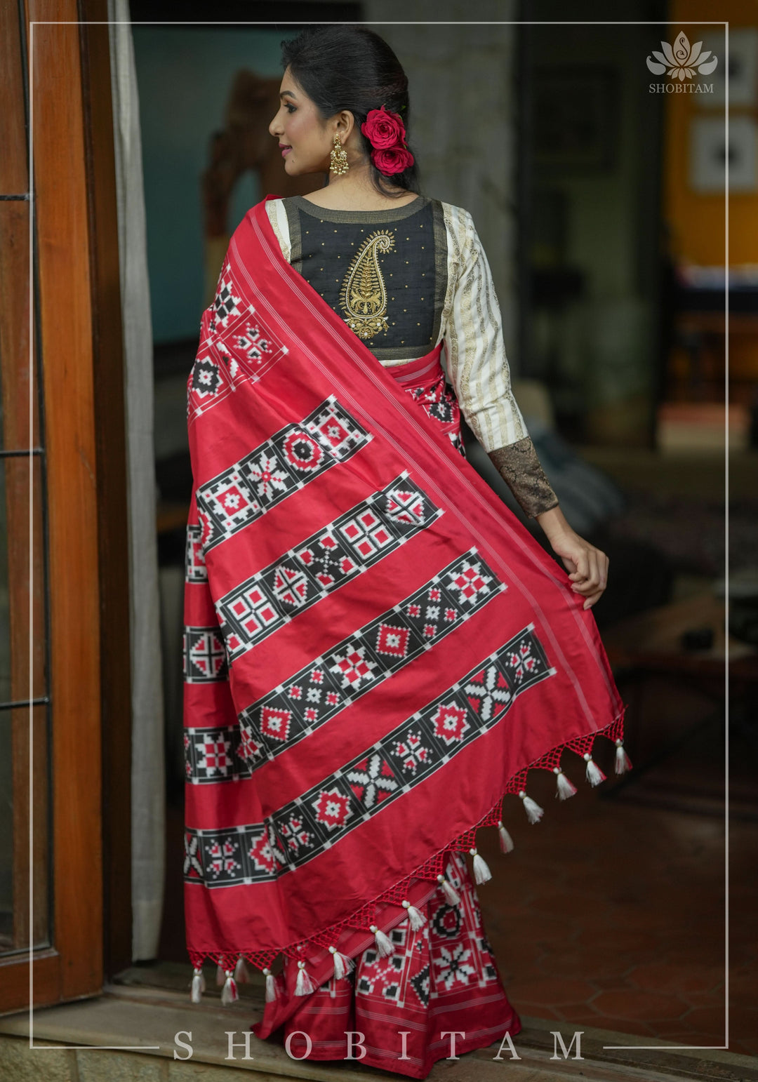 Ivory and Black Bandgala & Full sleeves blouse with Paisley Zardosi Hand embroidery, Made to Order