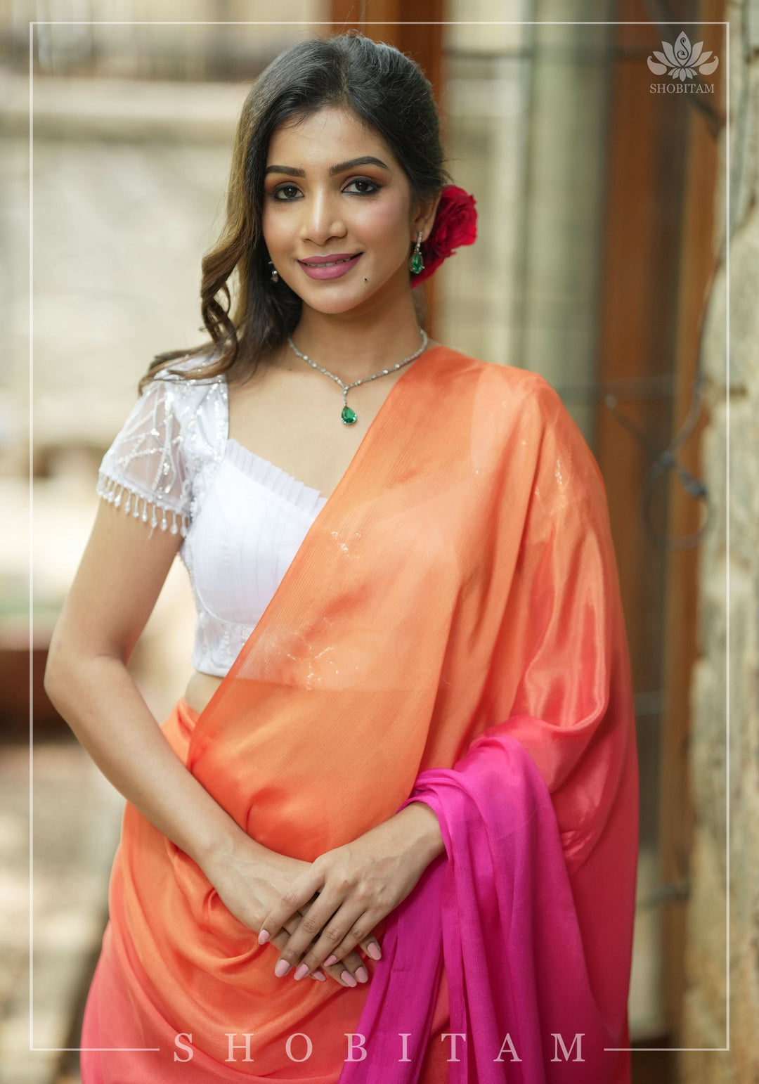 White sequin blouse with pleated net detailing, Mix and match blouse for saree, Made to Order