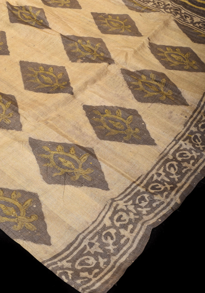 Pure Gachi Tussar Silk Saree With Vanaspati Hand Block Print Handmade saree | SILK MARK CERTIFIED