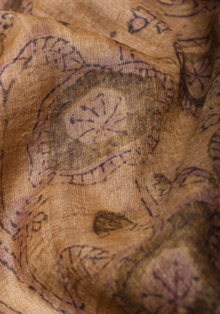 Authentic Vanaspati hand Block Print on Pure Tussar Silk Saree | SILK MARK CERTIFIED