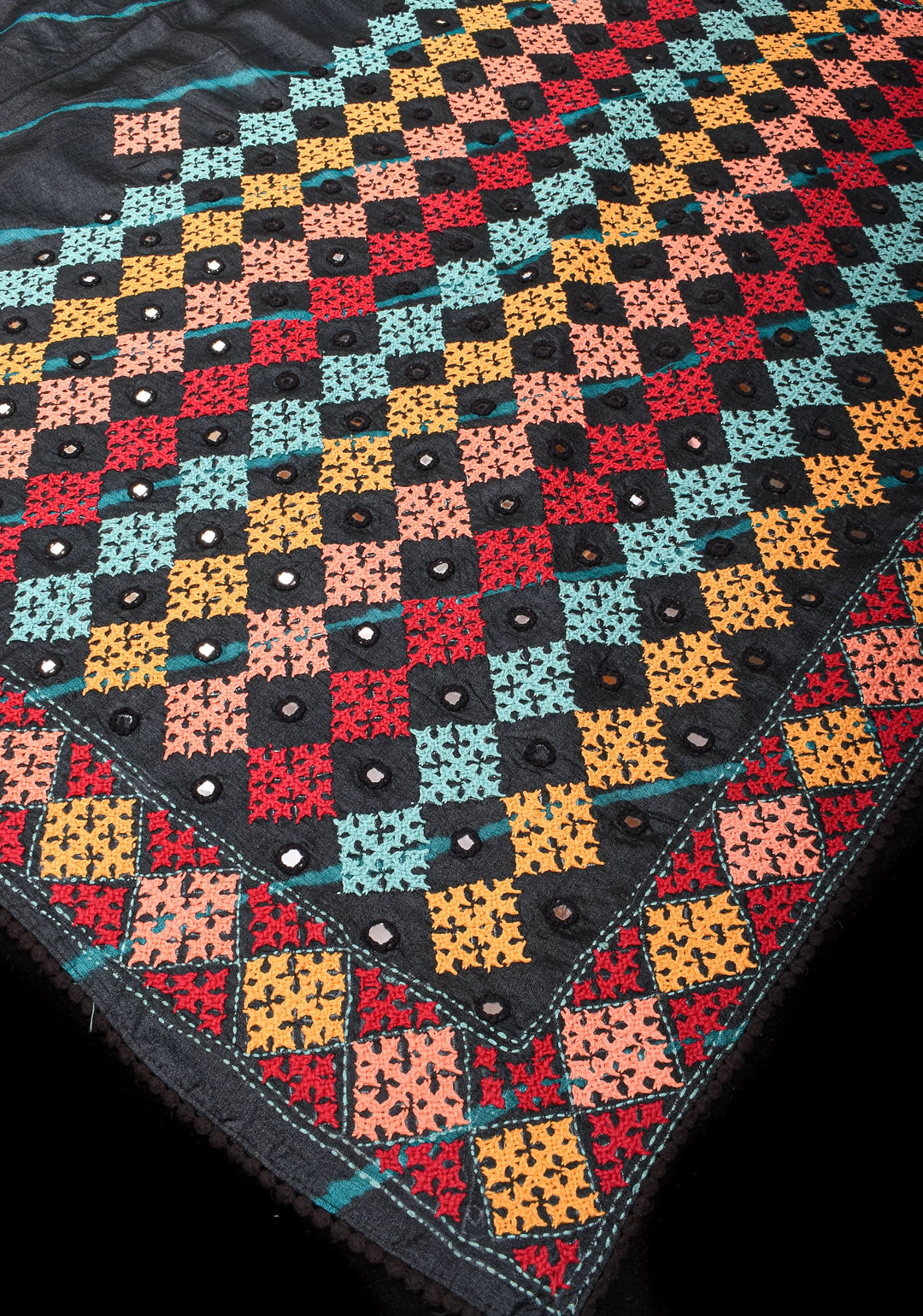 Sindhi Hand Embroidery On Pure Tussar Silk saree , Light Mirror Embellishments | SILK MARK CERTIFIED