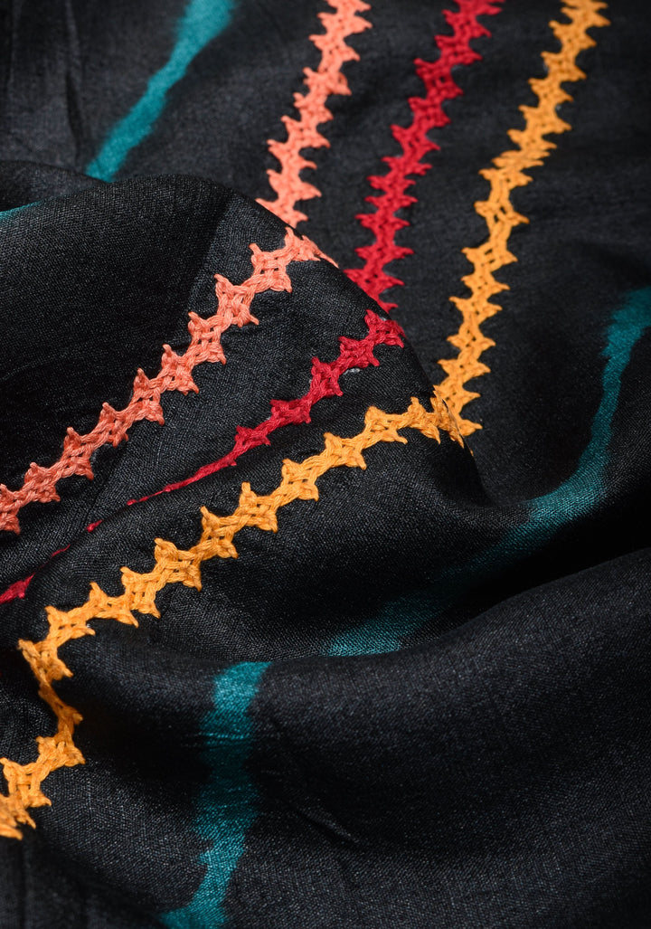 Sindhi Hand Embroidery On Pure Tussar Silk saree , Light Mirror Embellishments | SILK MARK CERTIFIED