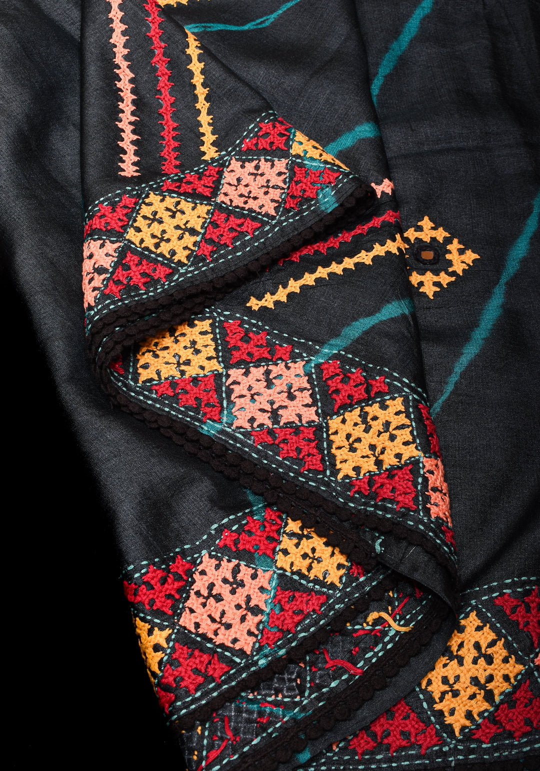 Sindhi Hand Embroidery On Pure Tussar Silk saree , Light Mirror Embellishments | SILK MARK CERTIFIED