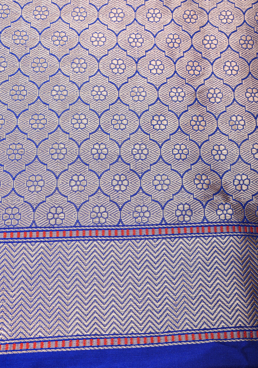 Royal Blue Pure Banarasi Katan Silk Saree with Kadhuwa Meenakari Floral Buttas and Zari Border | SILK MARK CERTIFIED