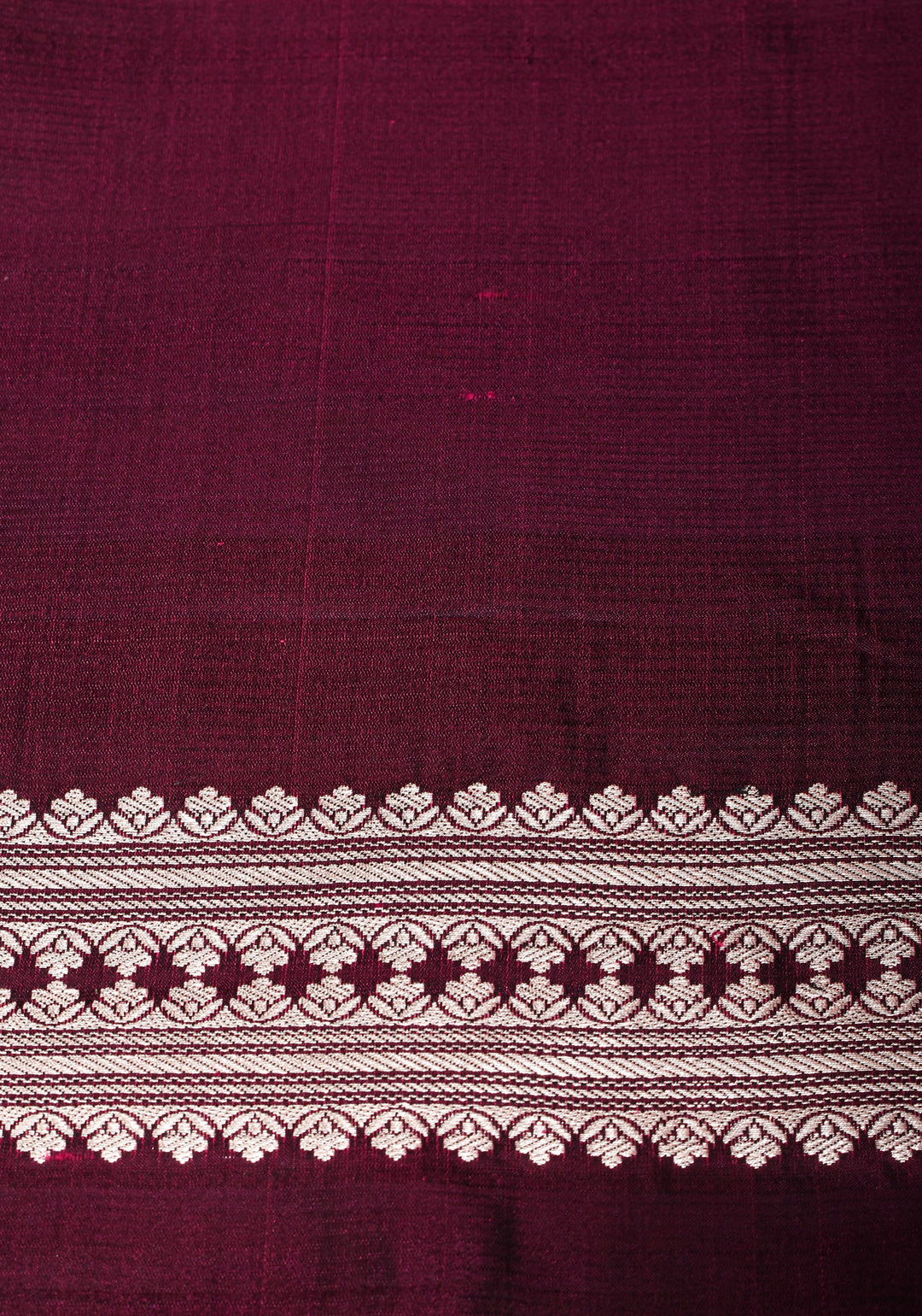 Purple black Mashru silk saree with silver zari floral border | SILK MARK CERTIFIED | SHOBITAM