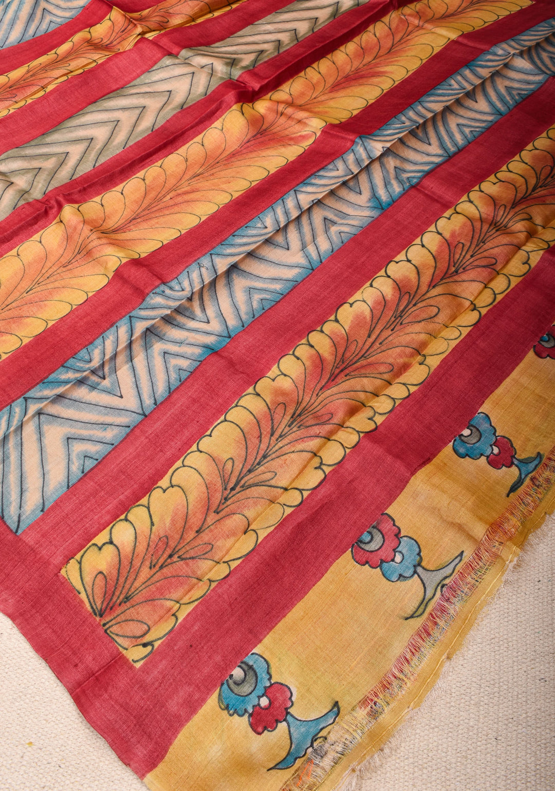Lightweight Tussar Silk Saree in Gray with Floral Digital Print  | SILK MARK CERTIFIED
