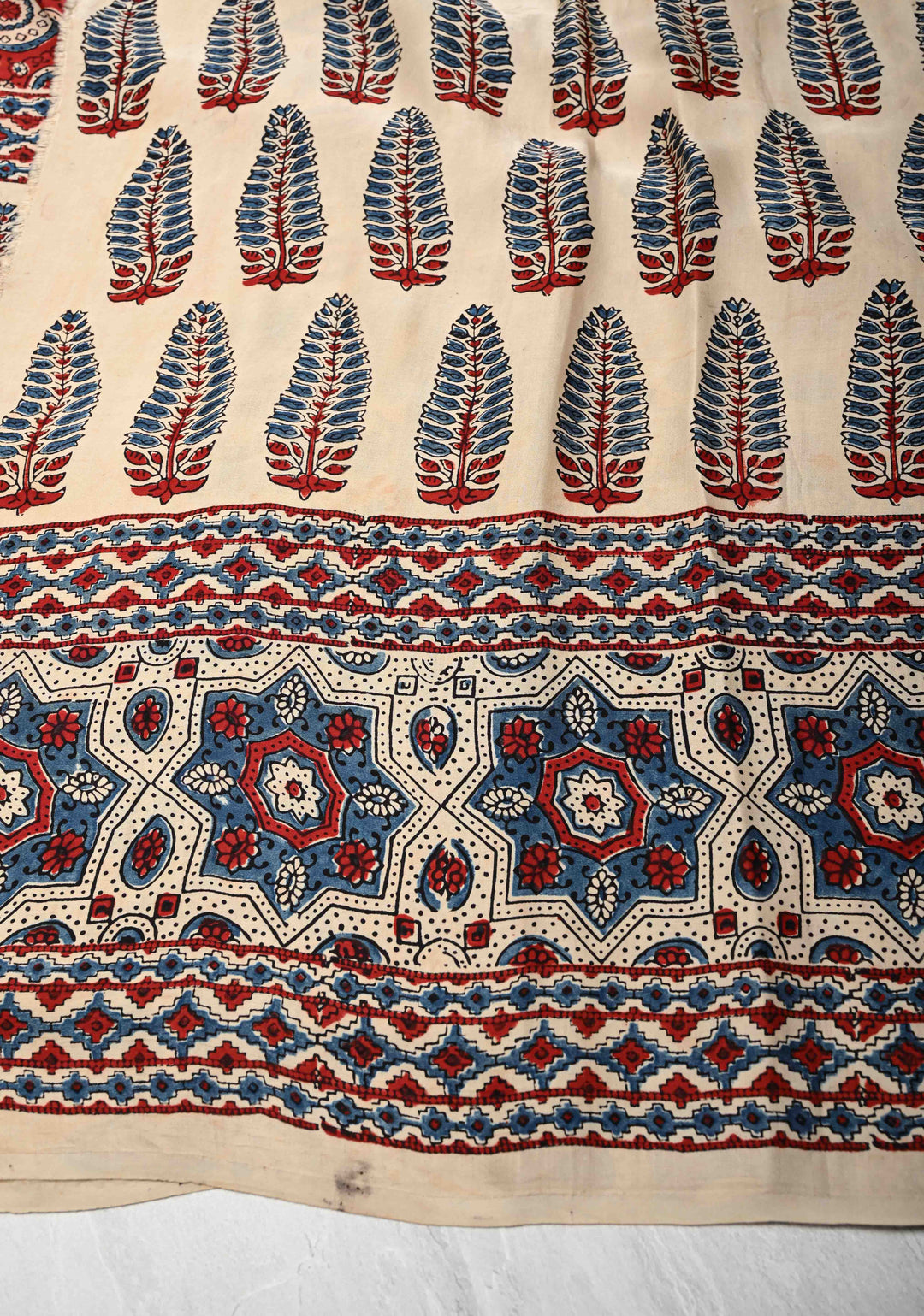 Maroon Modal Silk Saree with Ajrakh Hand Block Print