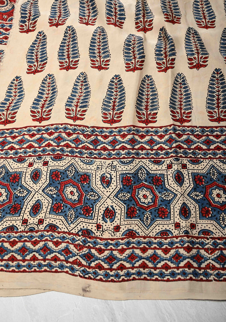Maroon Modal Silk Saree with Ajrakh Hand Block Print