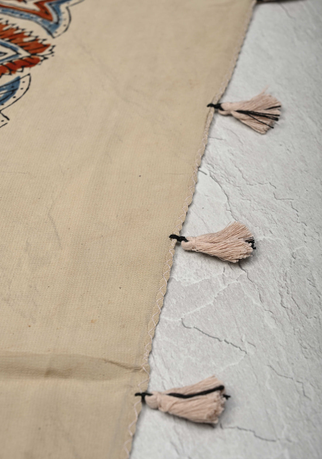 Dupatta: Beige Georgette Silk Dupatta With Ajrakh Hand Block Print