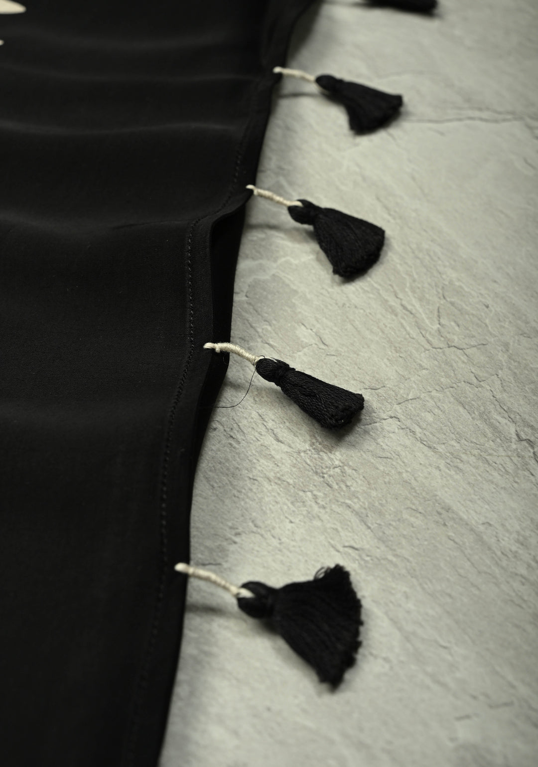 Black Modal Silk Saree with Geometric Hand Block Print