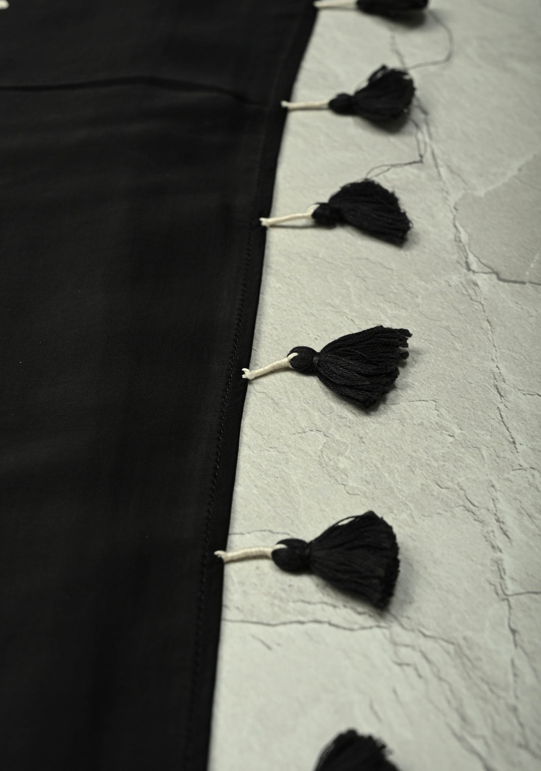 Black-White Modal Silk Saree with Ajrakh Hand Block Print