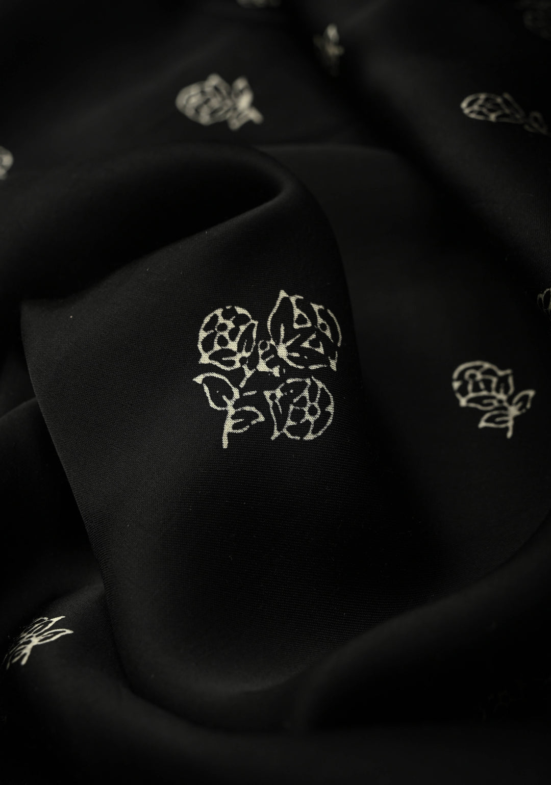 Black-White Modal Silk Saree with Ajrakh Hand Block Print