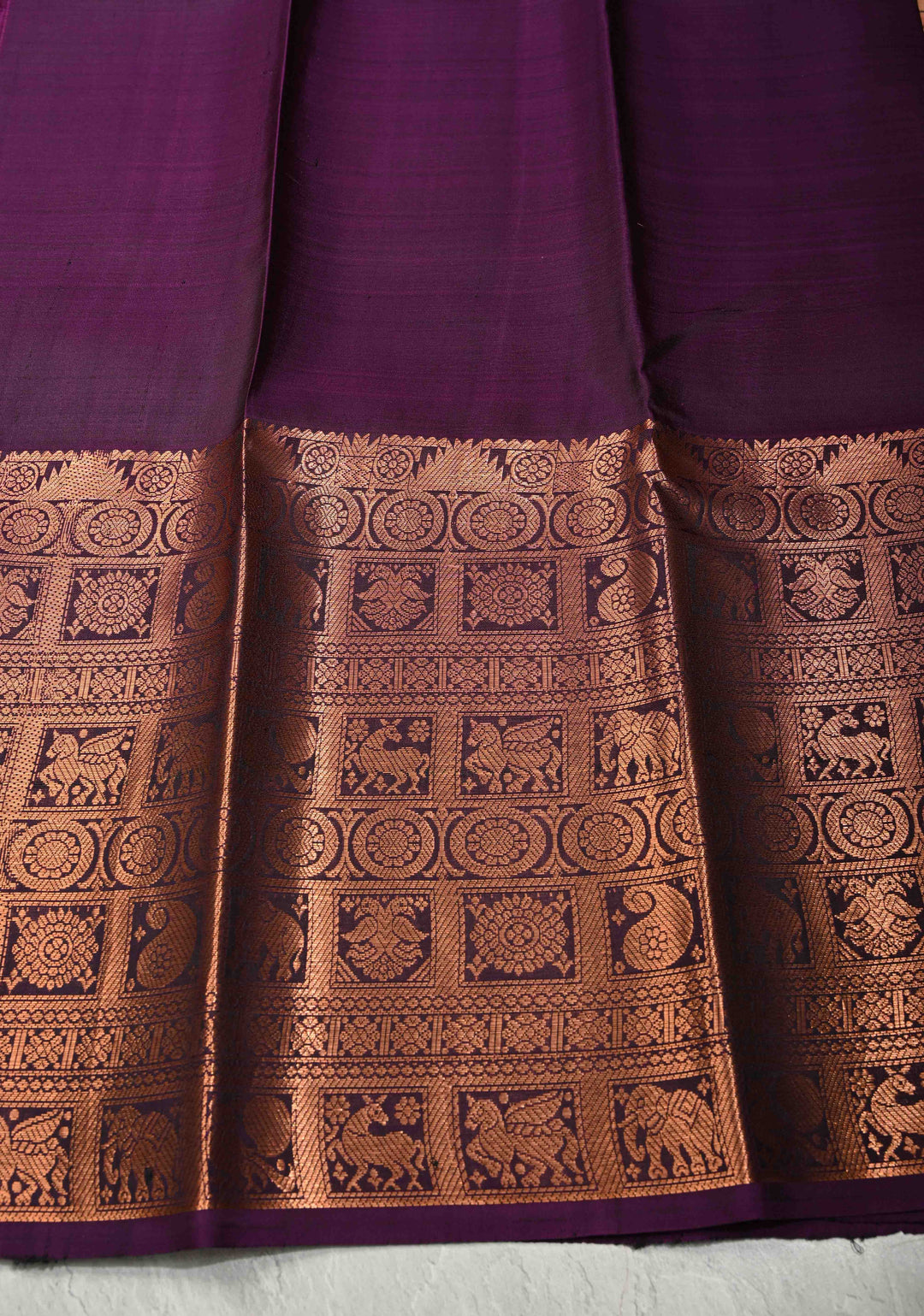 Deep Mustard Pure Kanjivaram Silk Saree with Floral Digital Print and Contrast Wide Zari Border | SILK MARK CERTIFIED