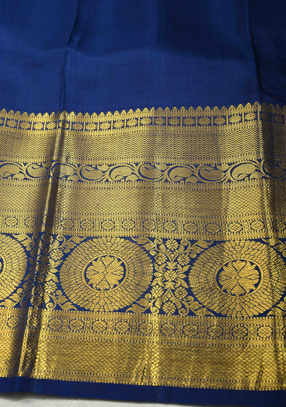 Pastel Hued Pure Kanjivaram Silk Saree with Floral Digital Print and Contrast Wide Zari Border | SILK MARK CERTIFIED