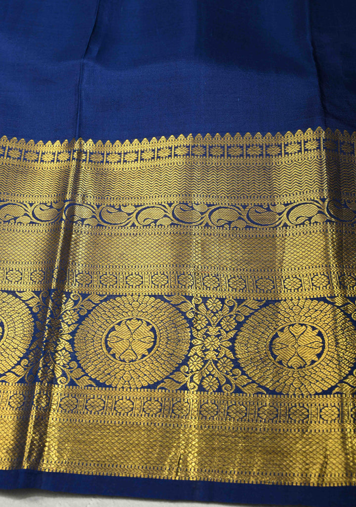 Pastel Hued Pure Kanjivaram Silk Saree with Floral Digital Print and Contrast Wide Zari Border | SILK MARK CERTIFIED