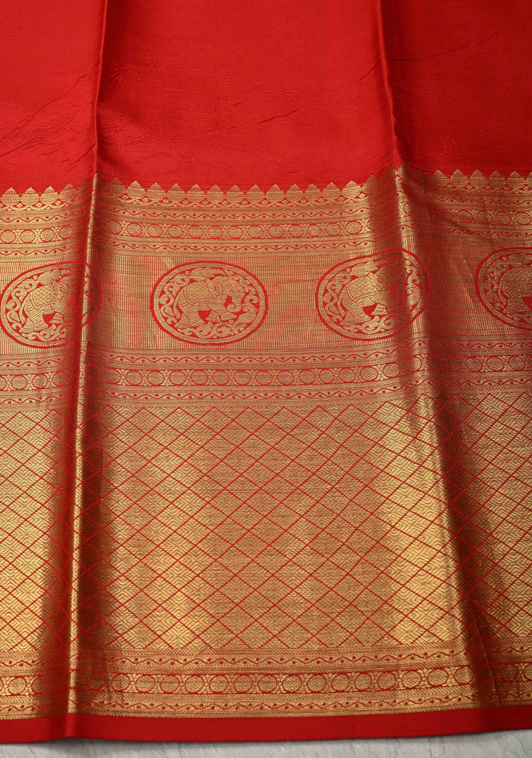 Deep Rama Green Pure Kanjivaram Silk Saree with Kalamkari Floral Digital Print and Wide Contrast Zari Border | SILK MARK CERTIFIED