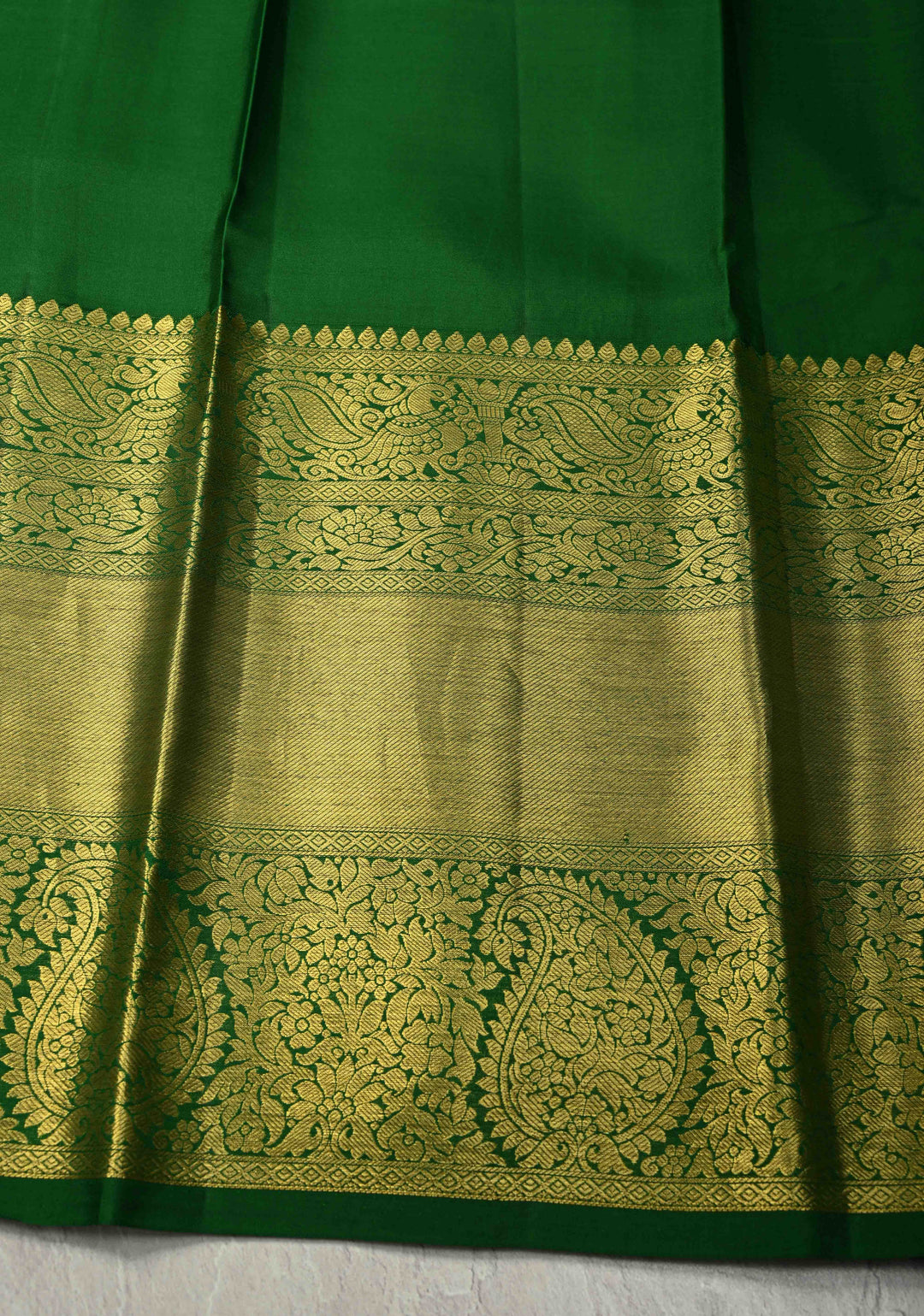 Mint Green Pure Kanjivaram Silk Saree with Water Color Floral Digital Print and Green Wide Contrast Zari Border | SILK MARK CERTIFIED