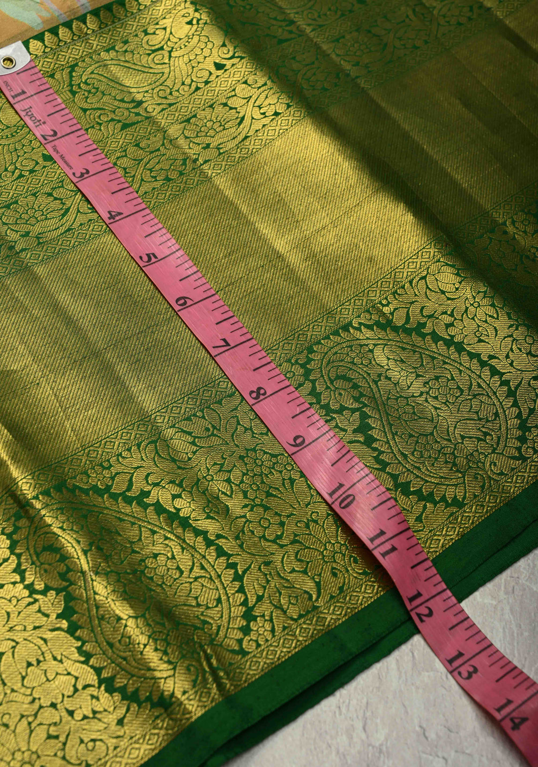 Mint Green Pure Kanjivaram Silk Saree with Water Color Floral Digital Print and Green Wide Contrast Zari Border | SILK MARK CERTIFIED